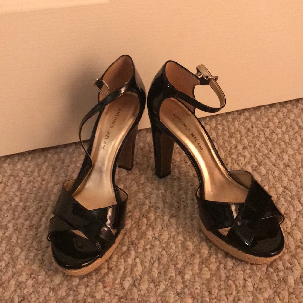 Black patent heels